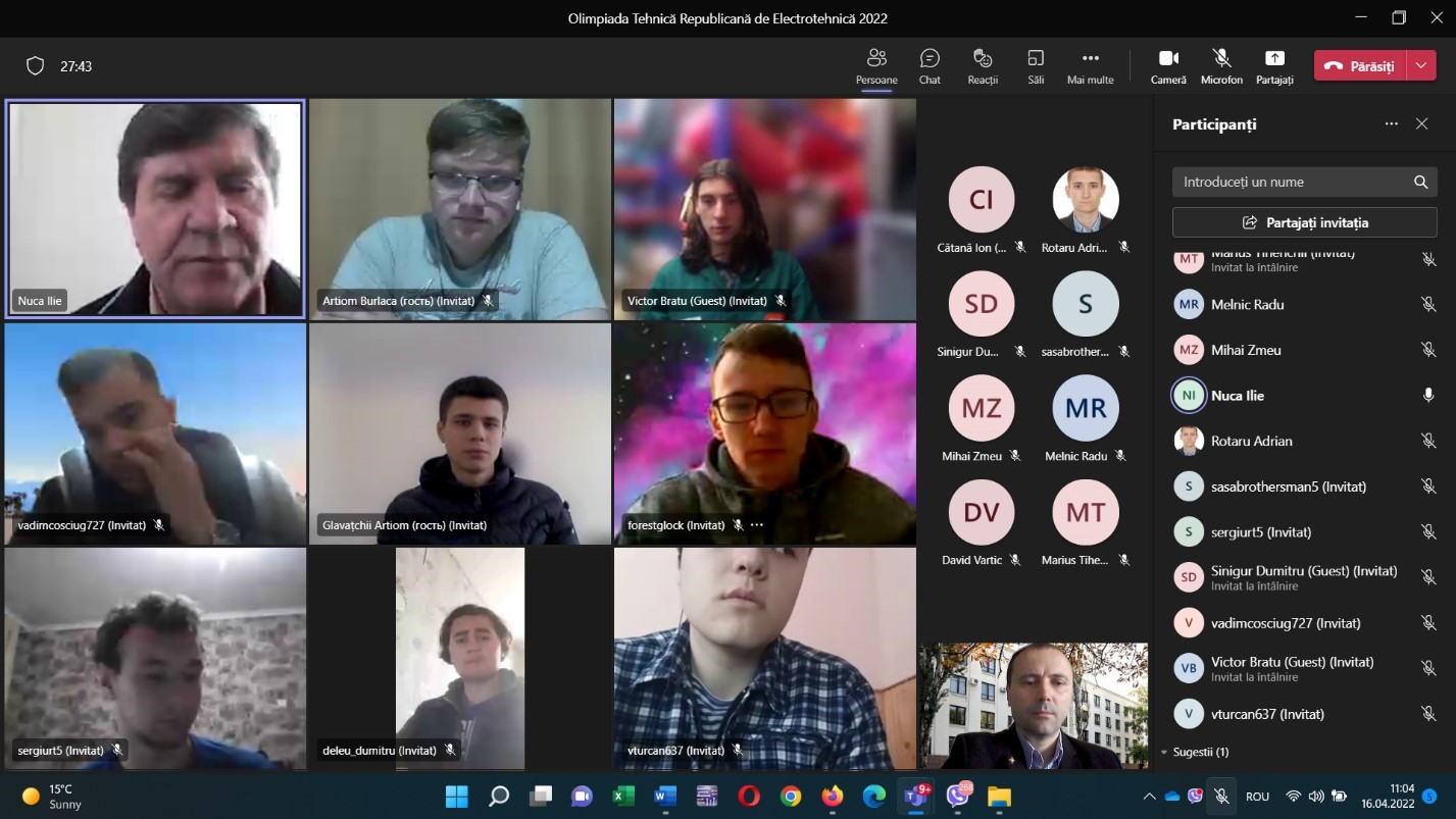 OLIMPIADA TEHNICĂ REPUBLICANĂ DE ELECTROTEHNICĂ PENTRU ABSOLVENȚII DE COLEGII ȘI CENTRE DE EXCELENȚĂ